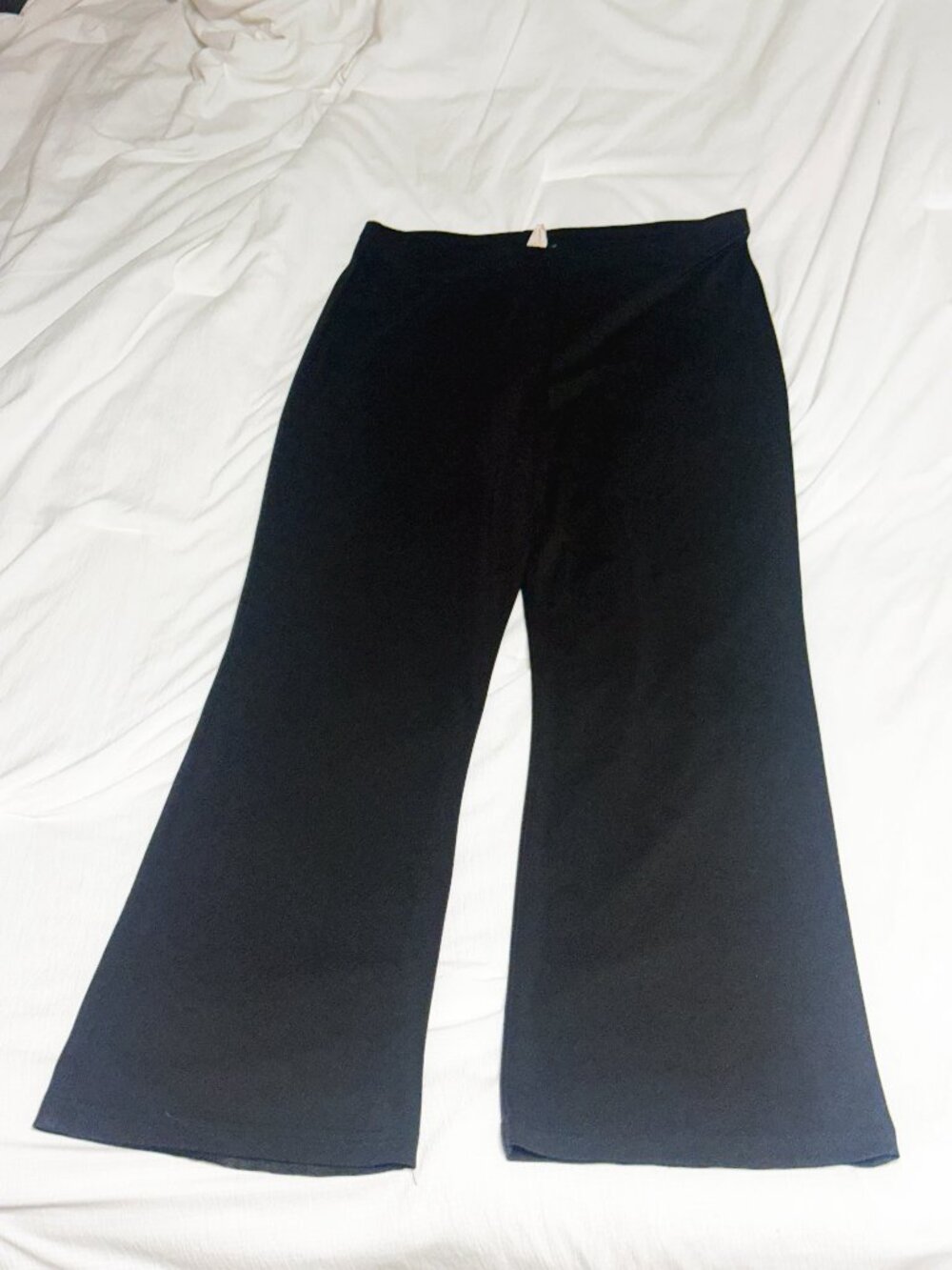 Connected Apparel Womens Black Pull On Pants Wide Leg Stretch 29" Inseam